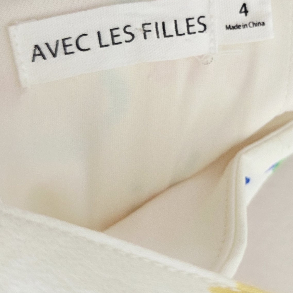 Avec Les Filles Women's Fruit-Print Flared Mini Dress Novelty Size 4 Picnic - Picture 5 of 6